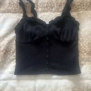 Forever 21 black ruffled cami top